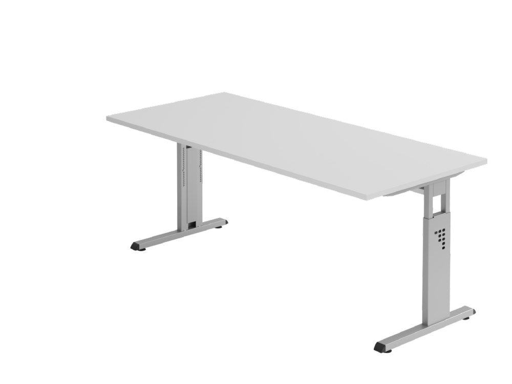 Hammerbacher Schreibtisch C-Fuß 180 x 80 cm Grau Silber Produktbild Hammerbacher Schreibtisch C-Fuß 180 x 80 cm Grau Silber