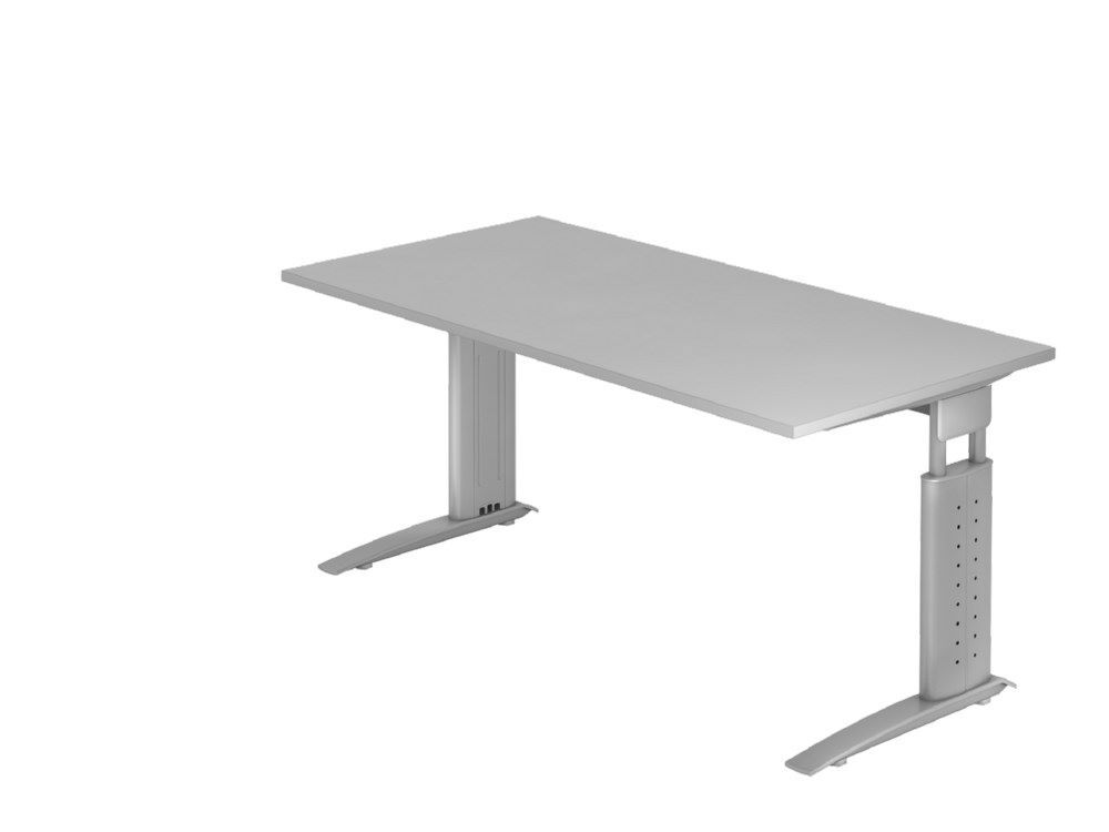 Hammerbacher Schreibtisch C-Fuß 160 x 80 cm Grau / Silber Produktbild Hammerbacher Schreibtisch C-Fuß 160 x 80 cm Grau / Silber
