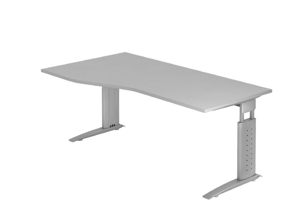 Hammerbacher Schreibtisch C-Fuß 180 x 100/80 cm Grau / Silber Produktbild Hammerbacher Schreibtisch C-Fuß 180 x 100/80 cm Grau / Silber