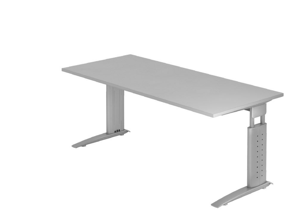 Hammerbacher Schreibtisch C-Fuß 180 x 80 cm Grau / Silber Produktbild Hammerbacher Schreibtisch C-Fuß 180 x 80 cm Grau / Silber