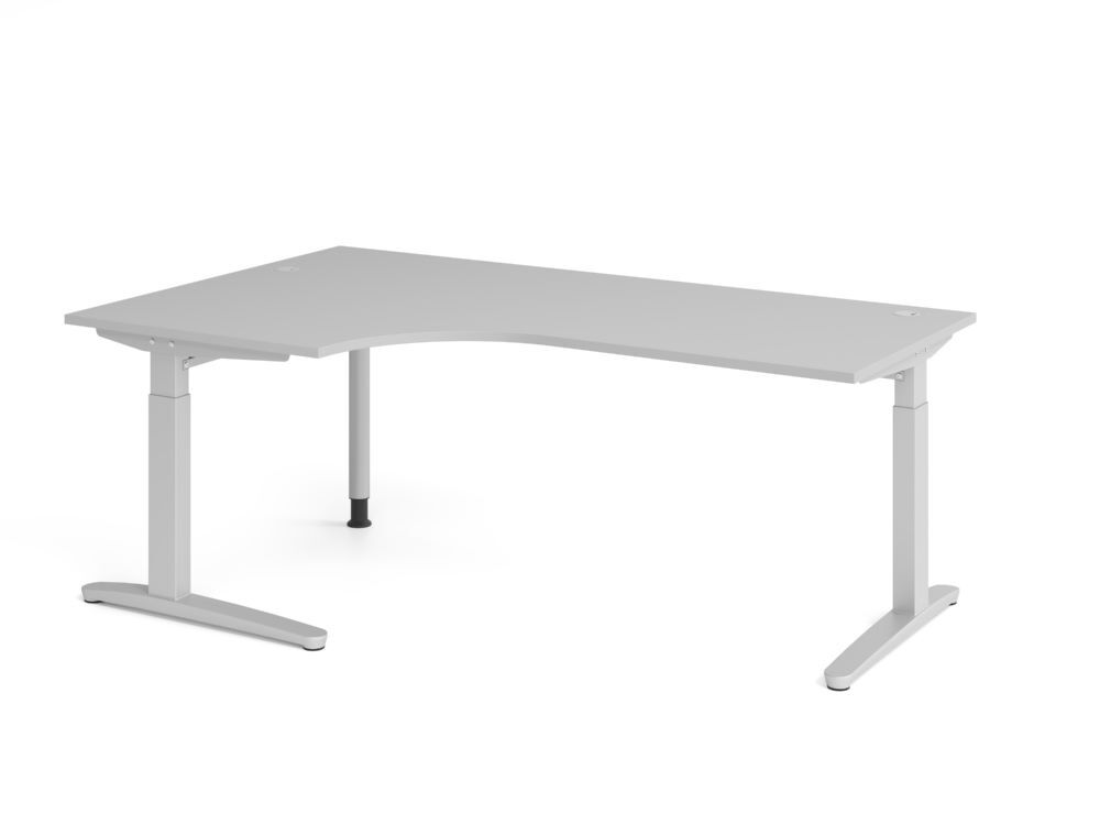 Produktbild Hammerbacher Schreibtisch C-Fuß 200x120cm 90 Grad Grau/Silber