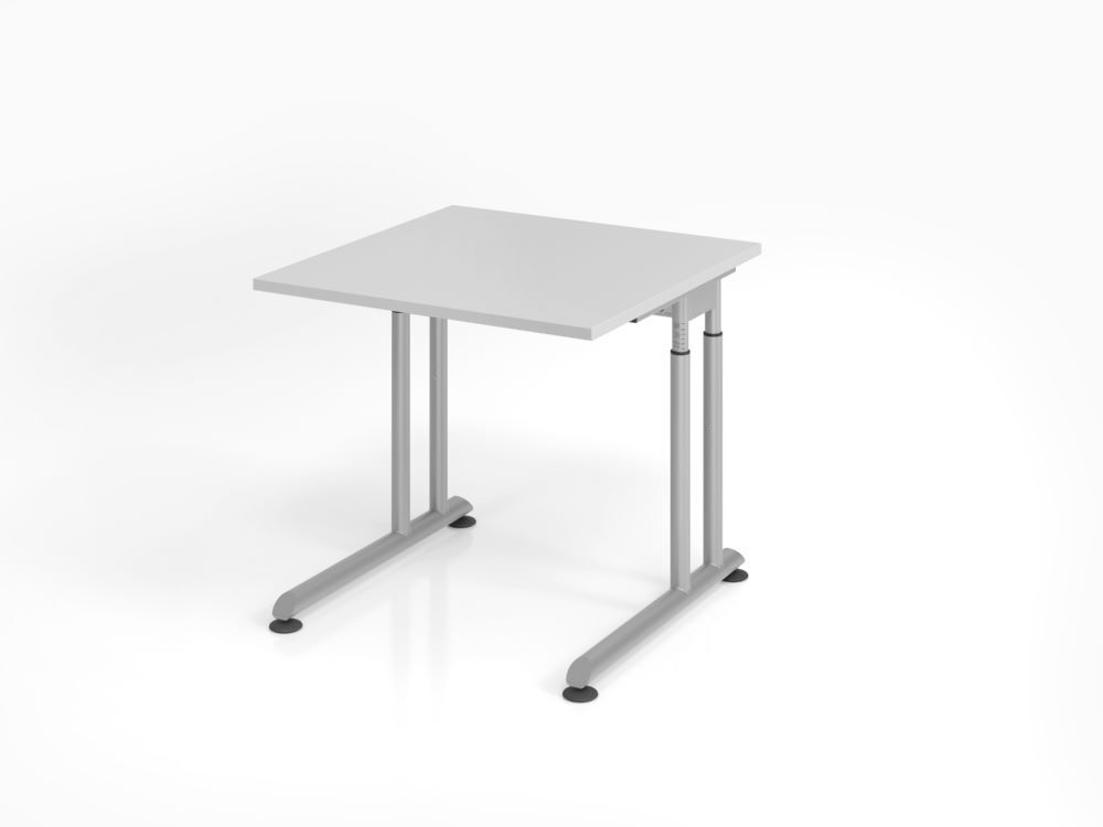 Hammerbacher Schreibtisch C-Fuß 80 x 80 cm Arbeitshöhe 68 - 82 cm Grau / Silber Produktbild Hammerbacher Schreibtisch C-Fuß 80 x 80 cm Arbeitshöhe 68 - 82 cm Grau / Silber