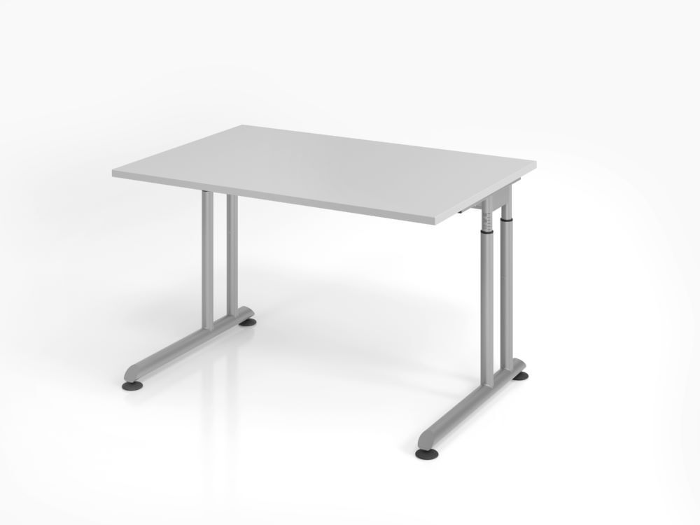 Hammerbacher Schreibtisch ZS12 C-Fuß 120 x 80 cm Grau / Silber Produktbild Hammerbacher Schreibtisch ZS12 C-Fuß 120 x 80 cm Grau / Silber