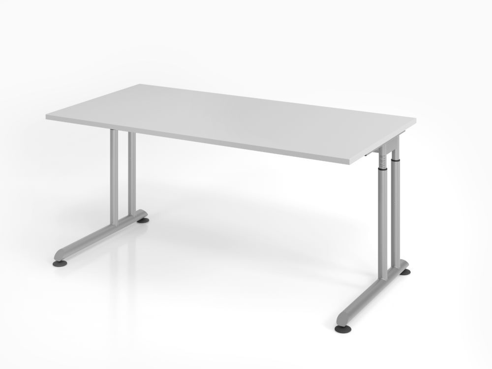 Hammerbacher Schreibtisch ZS16 C-Fuß 160 x 80 cm Grau / Silber Höhe 68 - 82 cm Produktbild Hammerbacher Schreibtisch ZS16 C-Fuß 160 x 80 cm Grau / Silber Höhe 68 - 82 cm