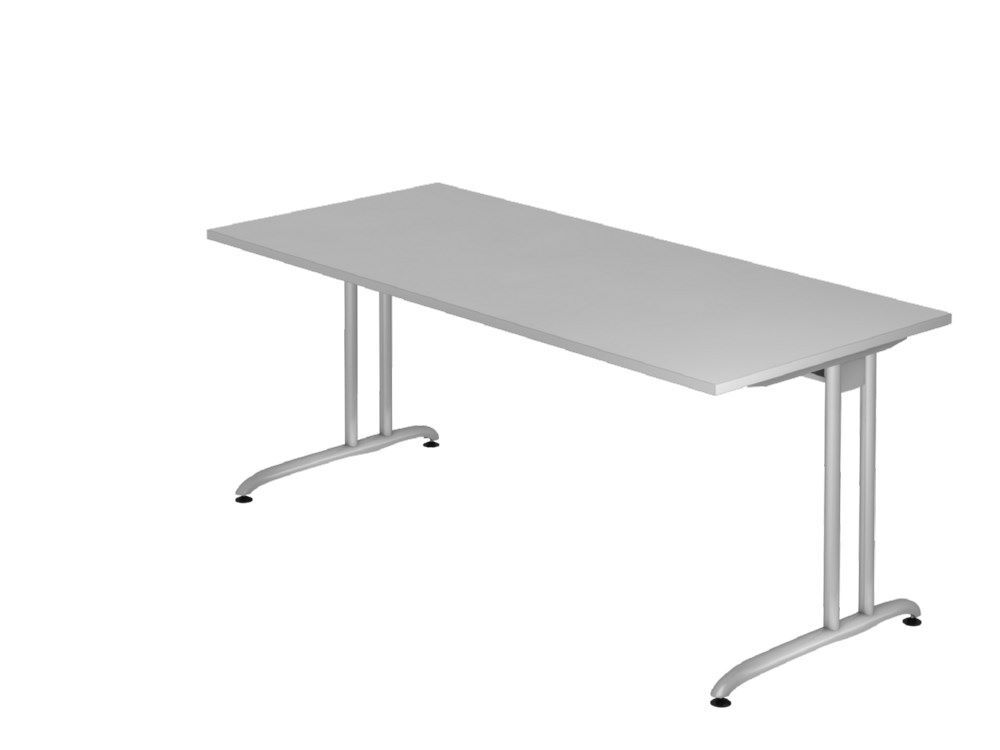 Hammerbacher Schreibtisch C-Fuß 180 x 80 cm in Grau Arbeitshöhe 72 cm Produktbild Hammerbacher Schreibtisch C-Fuß 180 x 80 cm in Grau Arbeitshöhe 72 cm