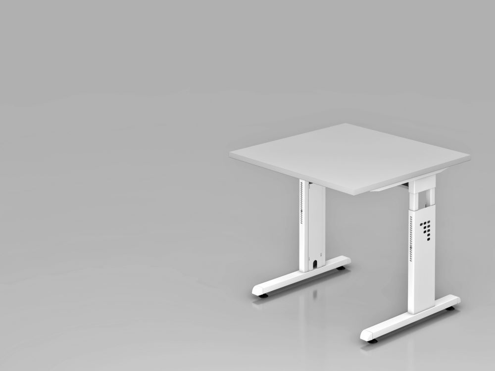 Hammerbacher Schreibtisch OS08 C-Fuß 80 x 80 cm Grau / Weiß Arbeitshöhe 65 - 85 cm Produktbild Hammerbacher Schreibtisch OS08 C-Fuß 80 x 80 cm Grau / Weiß Arbeitshöhe 65 - 85 cm