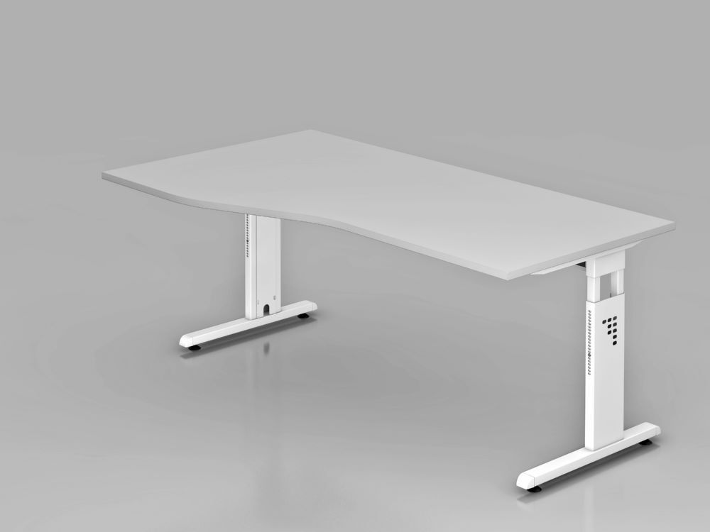 Hammerbacher Schreibtisch C-Fuß 180 x 100 / 80 cm höheneinstellbar Grau / Weiß Produktbild Hammerbacher Schreibtisch C-Fuß 180 x 100 / 80 cm höheneinstellbar Grau / Weiß