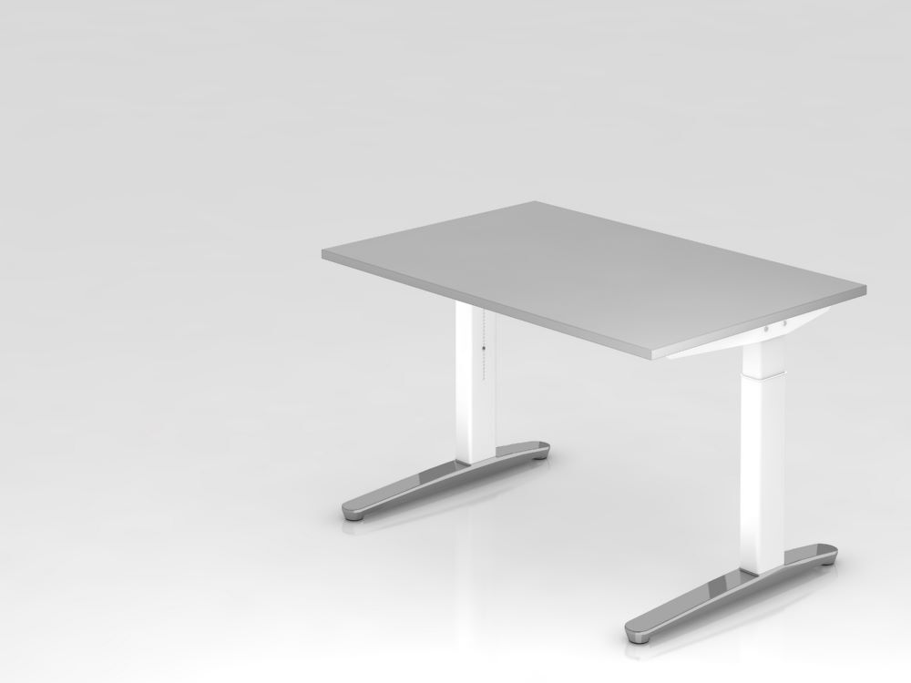 Hammerbacher XB12 Schreibtisch C-Fuß 120 x 80 cm Grau / Weiß höheneinstellbar Produktbild Hammerbacher XB12 Schreibtisch C-Fuß 120 x 80 cm Grau / Weiß höheneinstellbar