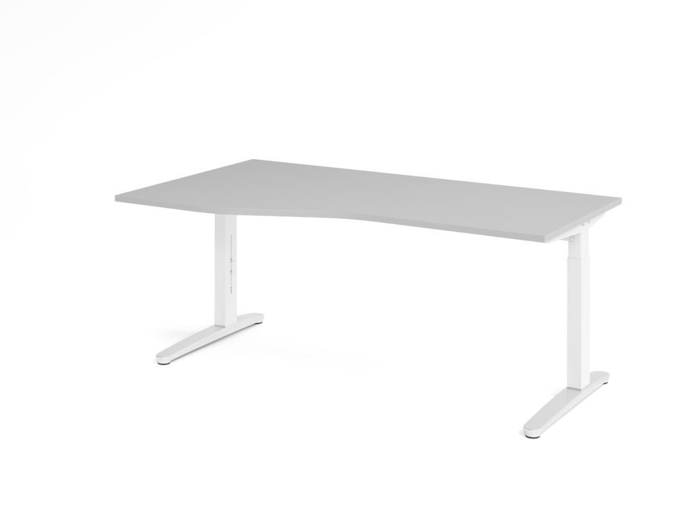 Produktbild Hammerbacher Schreibtisch C-Fuß 180x100/80cm Grau/Weiß