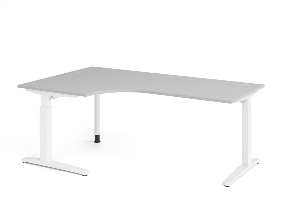 Produktbild Hammerbacher Schreibtisch C-Fuß 200x120cm 90 Grad Grau/Weiß