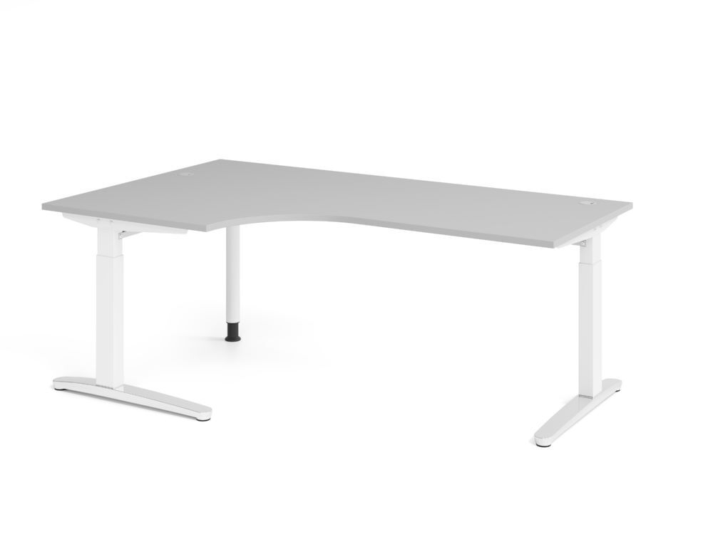 Produktbild Hammerbacher Schreibtisch C-Fuß 200x120cm 90 Grad Grau/Weiß
