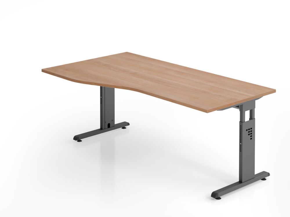 Hammerbacher Schreibtisch C-Fuß Graphit 180 x 100 / 80 cm Nussbaum Produktbild Hammerbacher Schreibtisch C-Fuß Graphit 180 x 100 / 80 cm Nussbaum