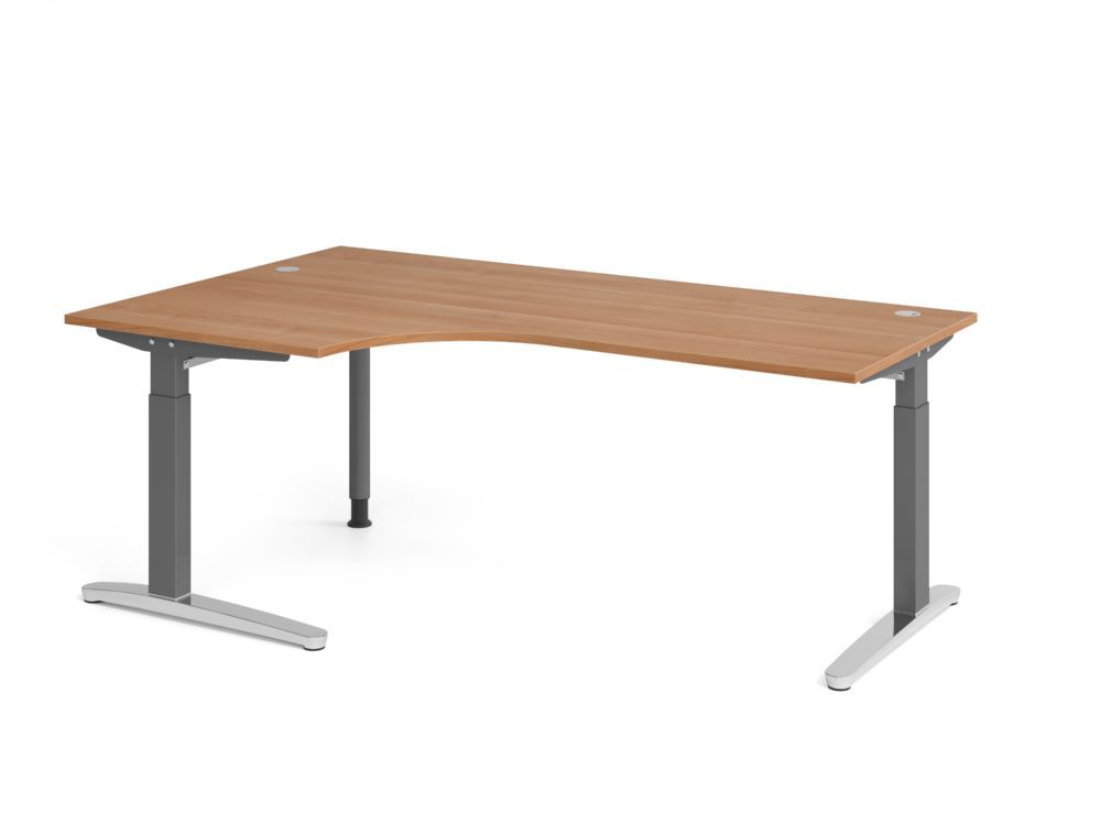 Produktbild Hammerbacher Schreibtisch C-Fuß 200x120cm 90 Grad Nussbaum/Graphit
