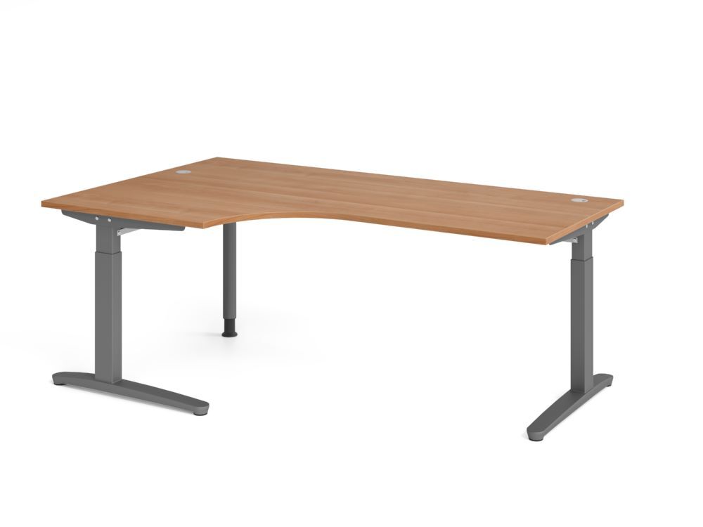 Produktbild Hammerbacher Schreibtisch C-Fuß 200x120cm 90 Grad Nussbaum/Graphit