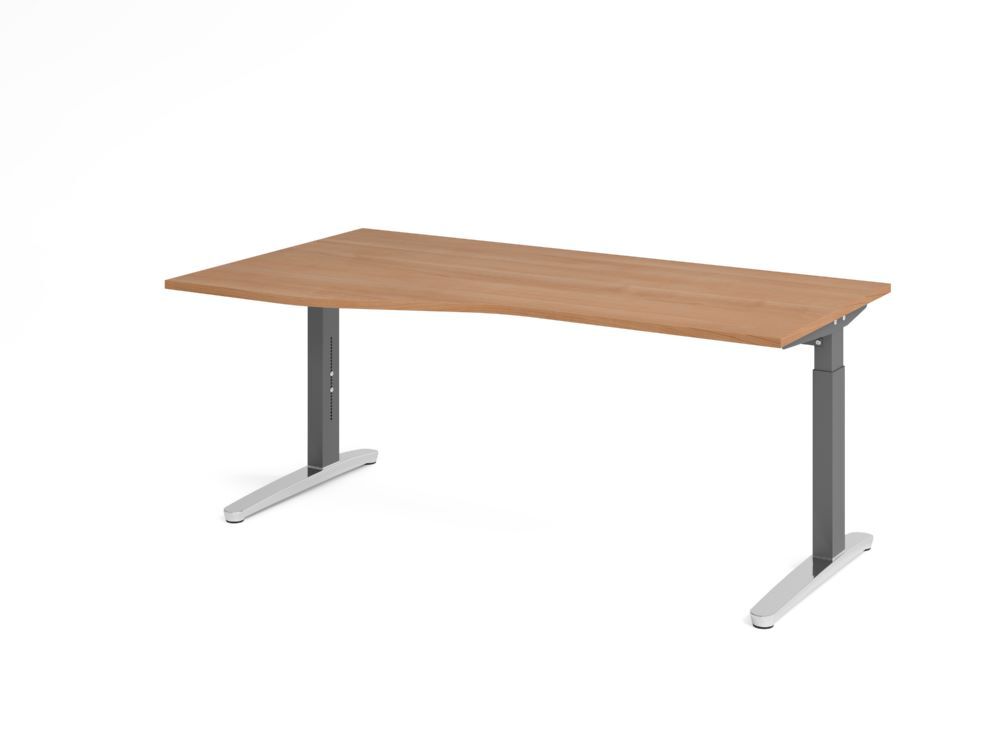 Produktbild Hammerbacher Schreibtisch C-Fuß 180x100/80cm Nussbaum/Graphit