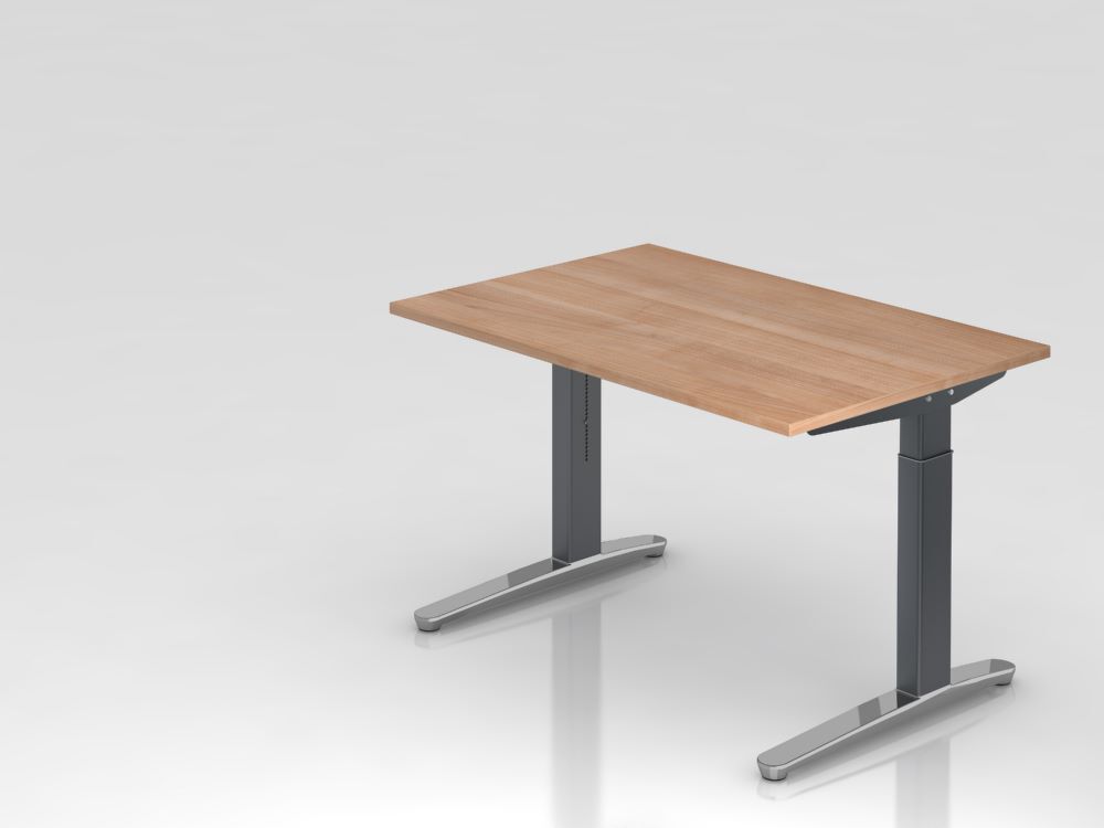 Hammerbacher XB12 Schreibtisch C-Fuß 120 x 80 cm Nussbaum / Graphit Produktbild Hammerbacher XB12 Schreibtisch C-Fuß 120 x 80 cm Nussbaum / Graphit