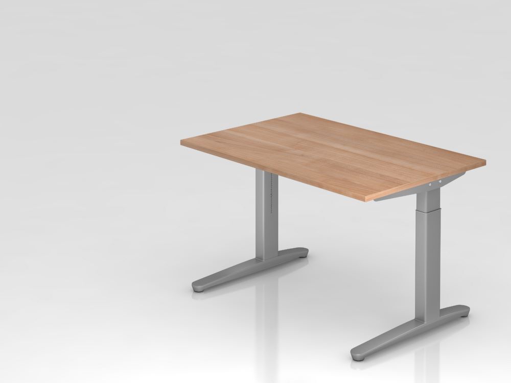 Hammerbacher Schreibtisch XB12 C-Fuß Nussbaum / Silber 120 x 80 cm Produktbild Hammerbacher Schreibtisch XB12 C-Fuß Nussbaum / Silber 120 x 80 cm