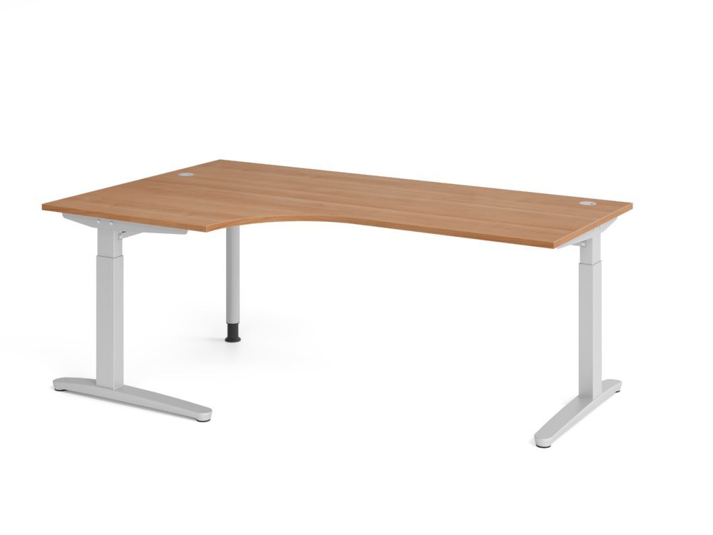 Produktbild Hammerbacher Schreibtisch C-Fuß 200x120cm 90 Grad Nussbaum/Silber