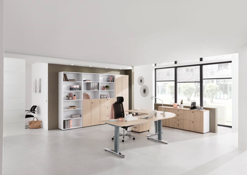 Produktbild Schreibtisch C-Fuß 200x120cm 90° Nussb/Silber bild 5
