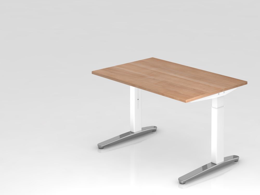 Hammerbacher Schreibtisch C-Fuß 120 x 80 cm Nussbaum / Weiß Produktbild Hammerbacher Schreibtisch C-Fuß 120 x 80 cm Nussbaum / Weiß