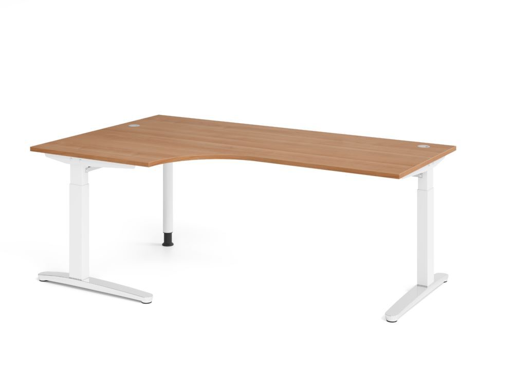 Produktbild Hammerbacher Schreibtisch C-Fuß 200x120cm 90 Grad Nussbaum/Weiß