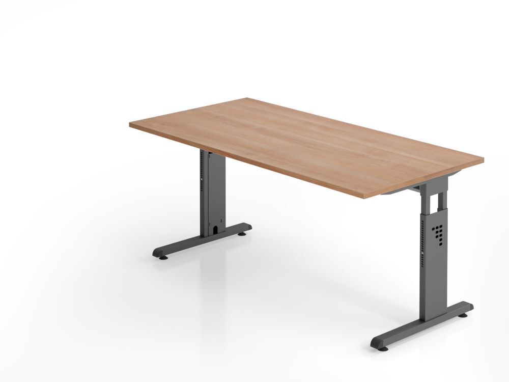 Hammerbacher Schreibtisch C-Fuß 160 x 80 cm Nussbaum / Graphit Produktbild Hammerbacher Schreibtisch C-Fuß 160 x 80 cm Nussbaum / Graphit