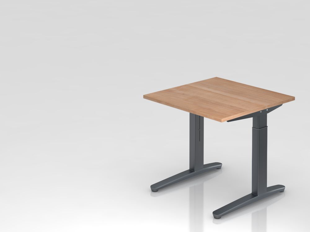 Hammerbacher Schreibtisch C-Fuß Nussbaum / Graphit 80 x 80 cm Produktbild Hammerbacher Schreibtisch C-Fuß Nussbaum / Graphit 80 x 80 cm