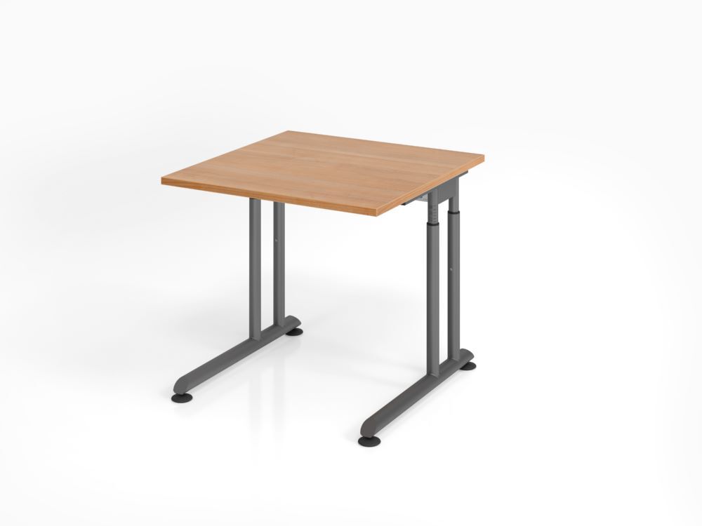 Hammerbacher Schreibtisch ZS08 C-Fuß 80 x 80 cm Nussbaum / Graphit Produktbild Hammerbacher Schreibtisch ZS08 C-Fuß 80 x 80 cm Nussbaum / Graphit