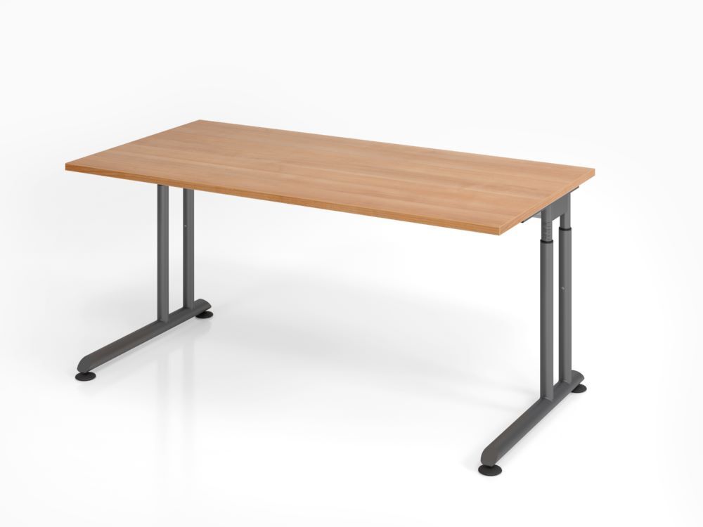 Hammerbacher Schreibtisch ZS16 C-Fuß 160 x 80 cm Nussbaum / Graphit Arbeitshöhe 68 - 82 cm Produktbild Hammerbacher Schreibtisch ZS16 C-Fuß 160 x 80 cm Nussbaum / Graphit Arbeitshöhe 68 - 82 cm