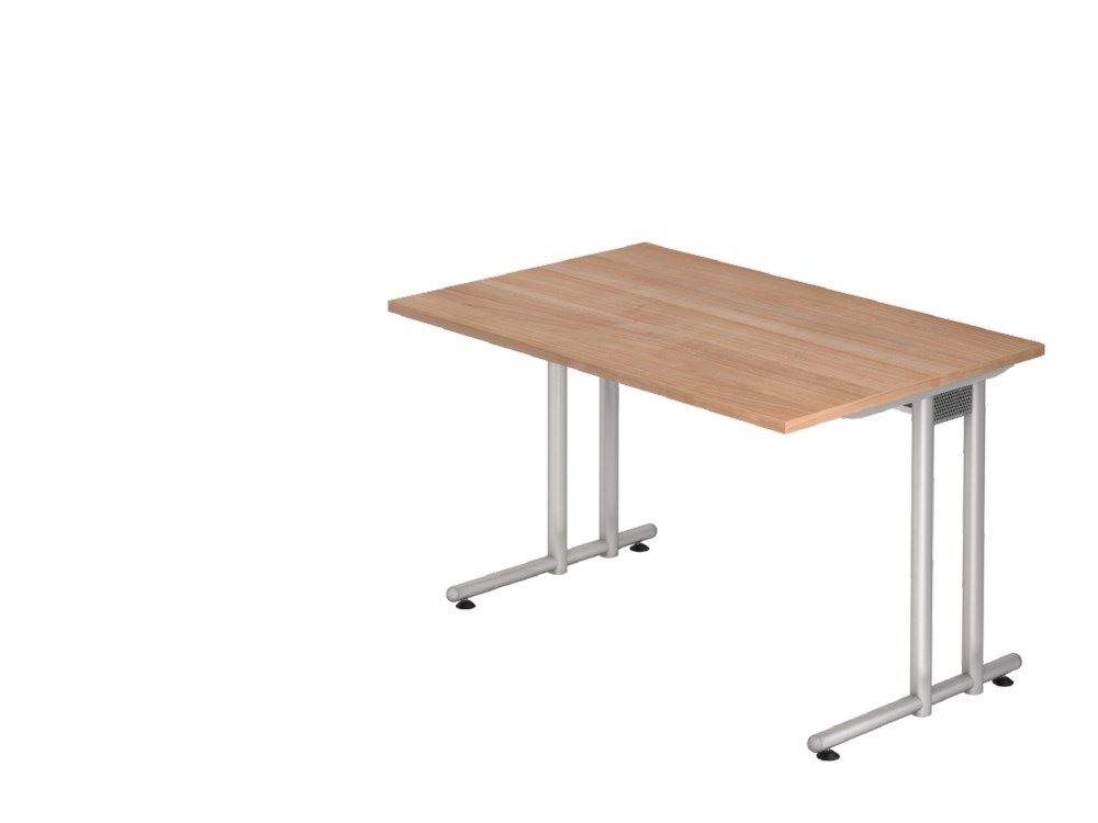 Hammerbacher Schreibtisch C-Fuß 120 x 80 cm Nussbaum / Silber Produktbild Hammerbacher Schreibtisch C-Fuß 120 x 80 cm Nussbaum / Silber