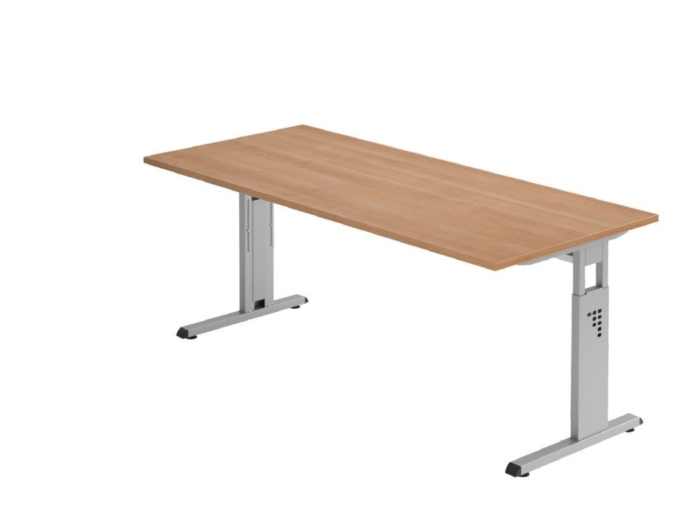 Hammerbacher Schreibtisch C-Fuß 180 x 80 cm Nussbaum Silber Produktbild Hammerbacher Schreibtisch C-Fuß 180 x 80 cm Nussbaum Silber