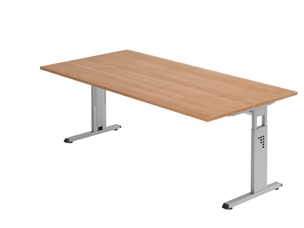 Hammerbacher Schreibtisch C-Fuß 200 x 100 cm Nussbaum Silber Produktbild Hammerbacher Schreibtisch C-Fuß 200 x 100 cm Nussbaum Silber