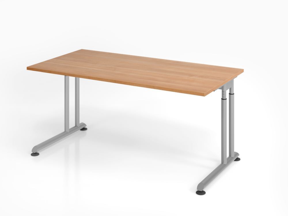 Hammerbacher ZS16 Schreibtisch C-Fuß 160 x 80 cm Nussbaum / Silber Höhe 68 - 82 cm Produktbild Hammerbacher ZS16 Schreibtisch C-Fuß 160 x 80 cm Nussbaum / Silber Höhe 68 - 82 cm