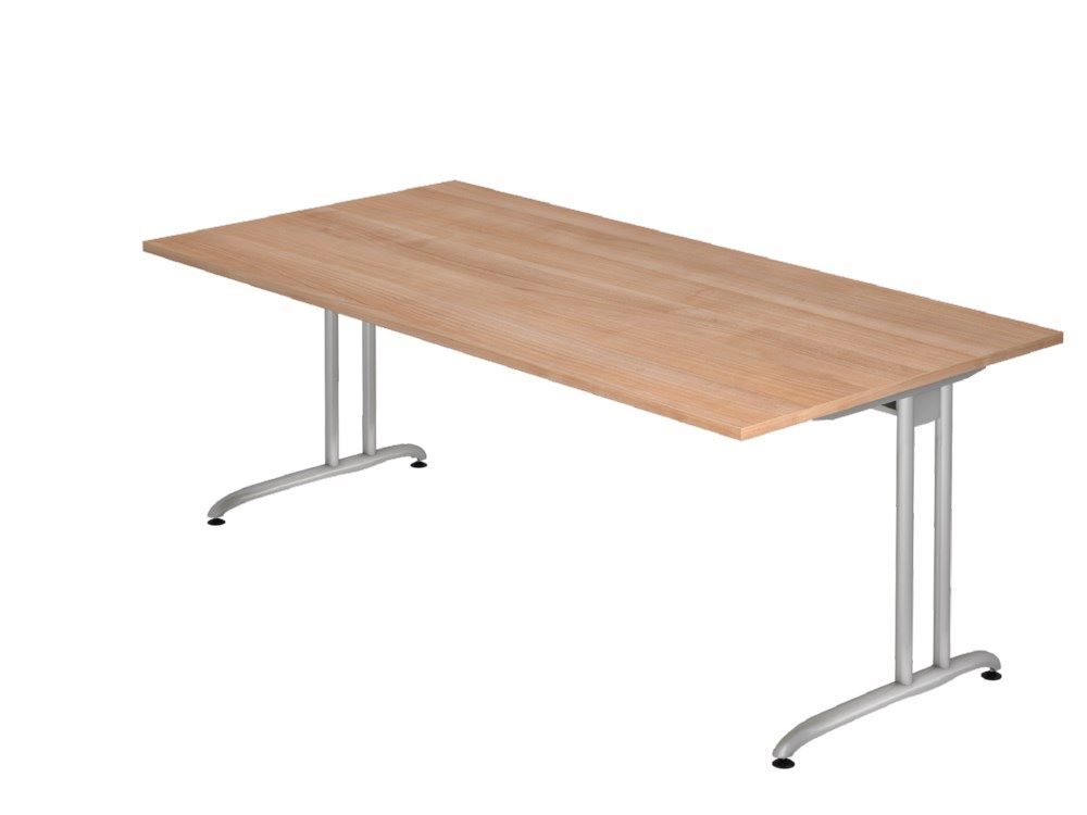 Hammerbacher Schreibtisch C-Fuß 200 x 100 cm Nussbaum Arbeitshöhe 72 cm  Produktbild Hammerbacher Schreibtisch C-Fuß 200 x 100 cm Nussbaum Arbeitshöhe 72 cm