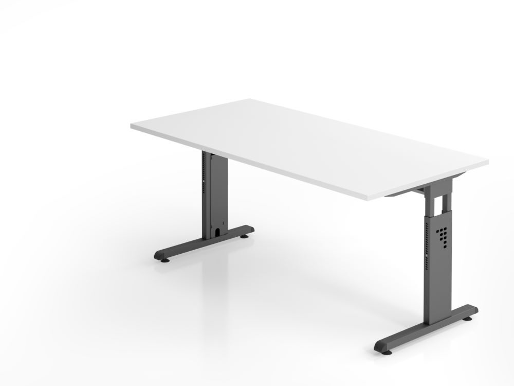 Hammerbacher Schreibtisch Höhe 65 - 85 cm C-Fuß 160 x 80 cm Weiß / Graphit Produktbild Hammerbacher Schreibtisch Höhe 65 - 85 cm C-Fuß 160 x 80 cm Weiß / Graphit