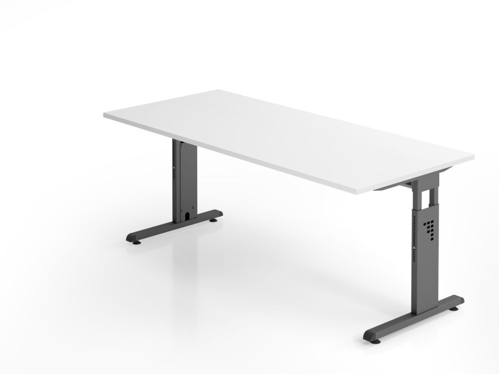 Hammerbacher Schreibtisch C-Fuß Arbeitshöhe 65 - 85 cm 180 x 80 cm Weiß / Graphit Produktbild Hammerbacher Schreibtisch C-Fuß Arbeitshöhe 65 - 85 cm 180 x 80 cm Weiß / Graphit