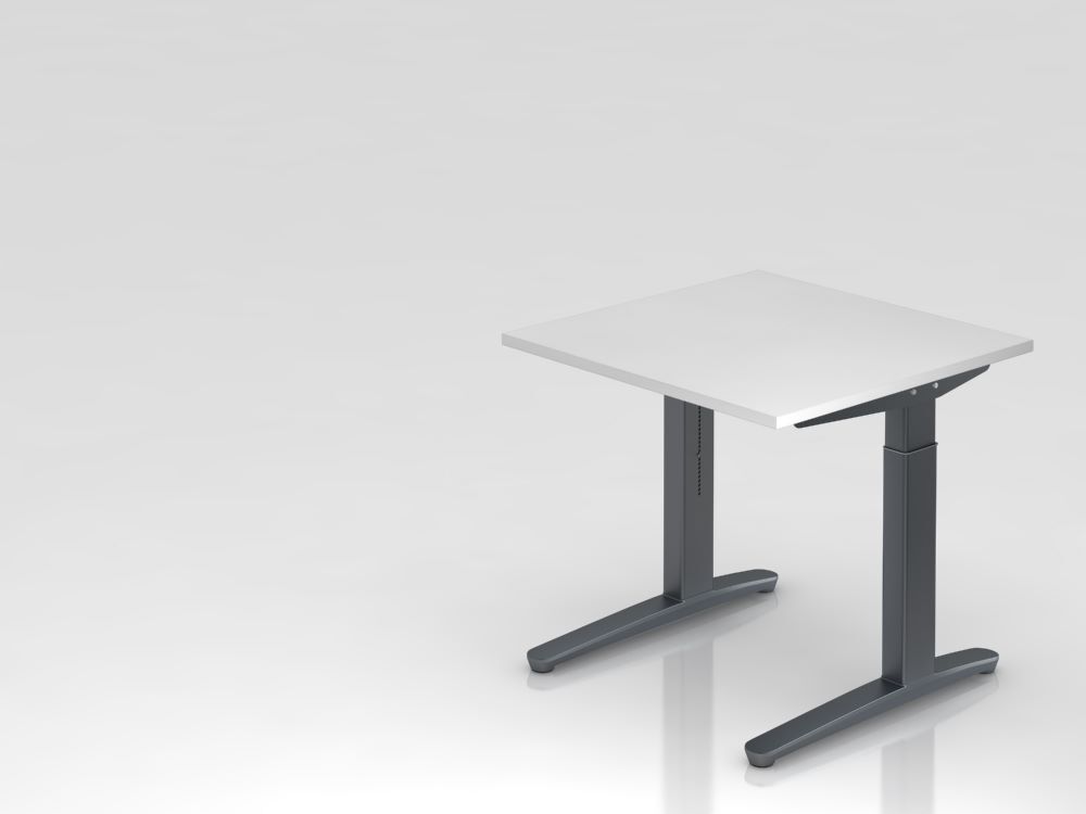 Hammerbacher XB08 Schreibtisch C-Fuß 80 x 80 cm Weiß / Graphit Arbeitshöhe 65 - 85 cm Produktbild Hammerbacher XB08 Schreibtisch C-Fuß 80 x 80 cm Weiß / Graphit Arbeitshöhe 65 - 85 cm