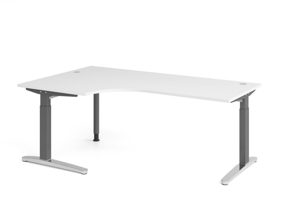 Produktbild Hammerbacher Schreibtisch C-Fuß 200x120cm 90 Grad Weiß/Graphit