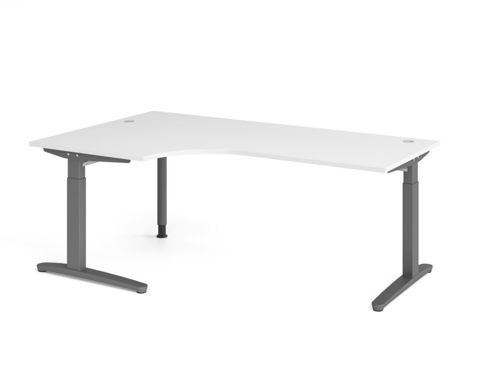 Produktbild Hammerbacher Schreibtisch C-Fuß 200x120cm 90 Grad Weiß/Graphit