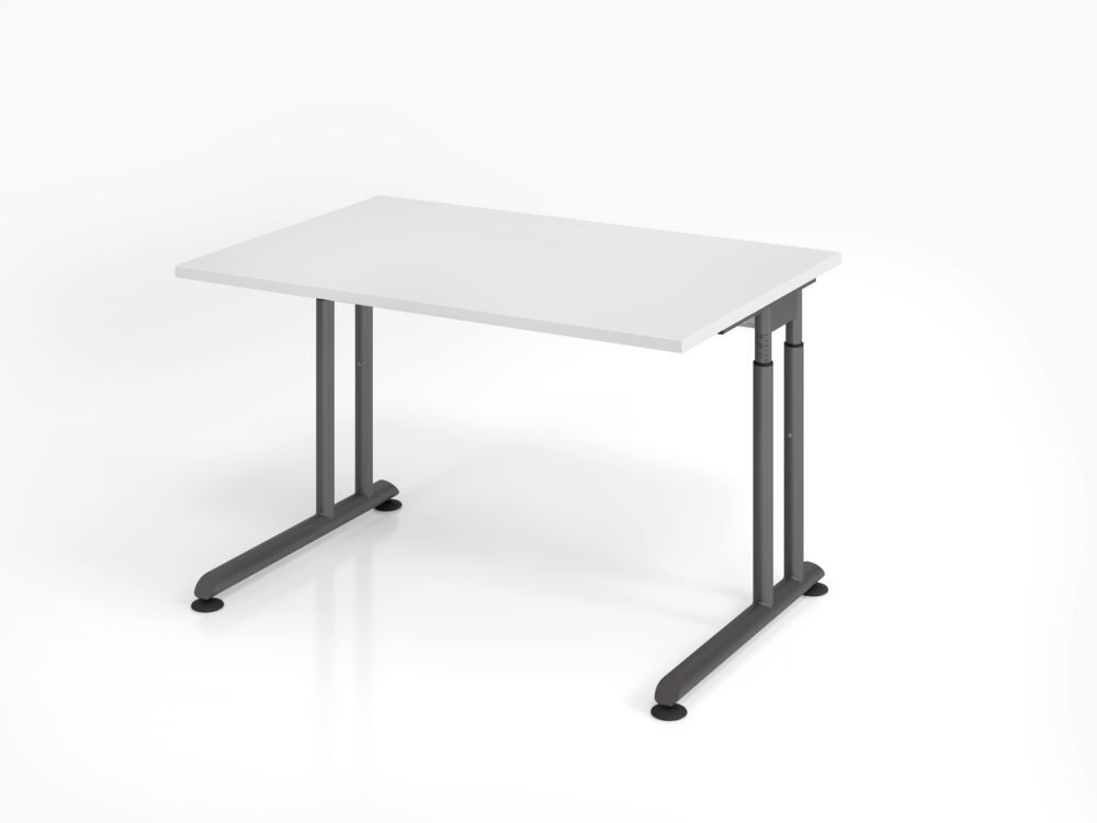 Hammerbacher Schreibtisch C-Fuß 120 x 80 cm Weiß / Graphit Produktbild Hammerbacher Schreibtisch C-Fuß 120 x 80 cm Weiß / Graphit