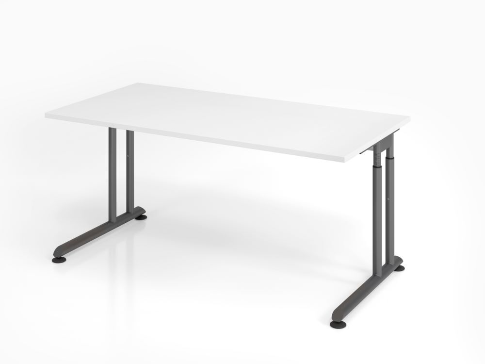 Hammerbacher Schreibtisch C-Fuß höheneinstellbar 160 x 80 cm Weiß / Graphit Produktbild Hammerbacher Schreibtisch C-Fuß höheneinstellbar 160 x 80 cm Weiß / Graphit