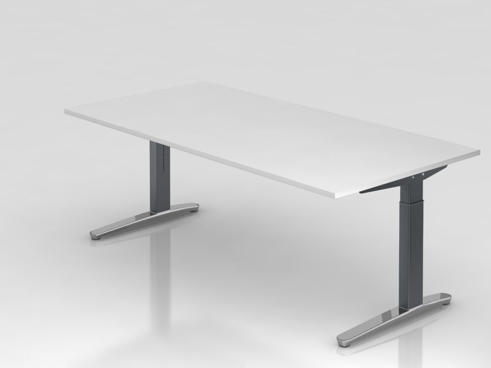 Hammerbacher Schreibtisch C Fuß in graphit 200 x 100 cm Platte 25 mm Weiß Produktbild Hammerbacher Schreibtisch C Fuß in graphit 200 x 100 cm Platte 25 mm Weiß