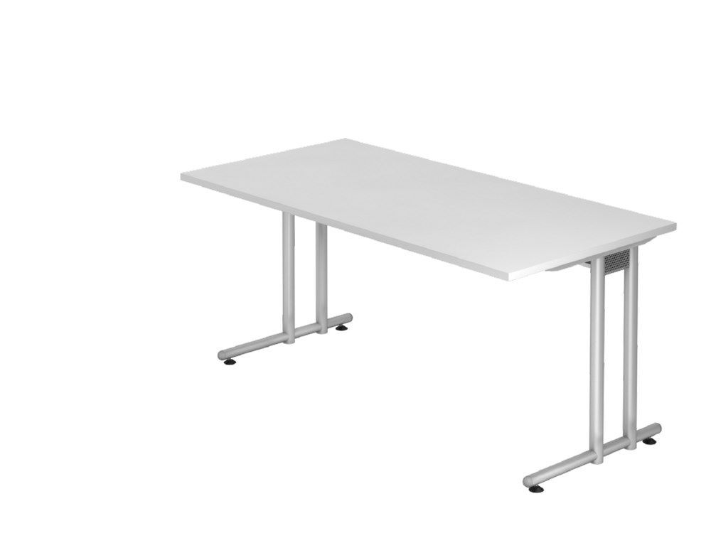Hammerbacher Schreibtisch C-Fuß 160 x 80 cm Weiß / Silber Hammerbacher Schreibtisch C-Fuß 160 x 80 cm Weiß / Silber