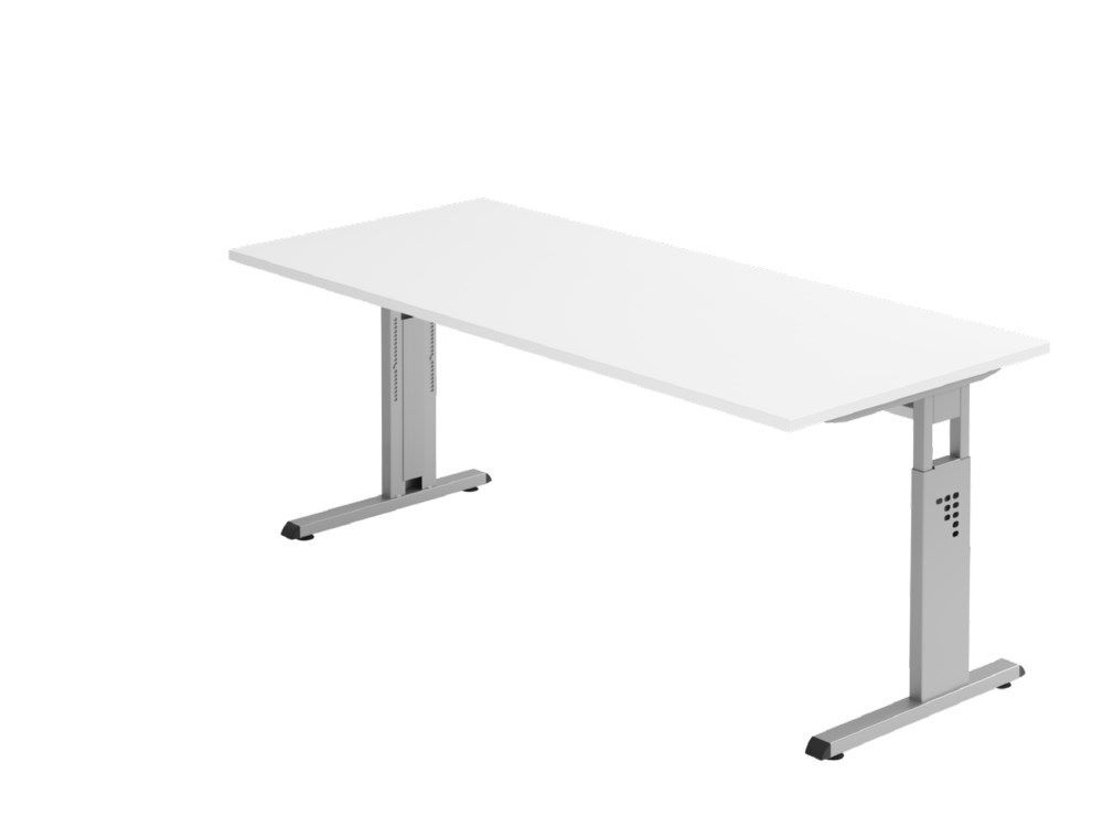 Hammerbacher Schreibtisch C-Fuß 180 x 80 cm Weiß Silber Produktbild Hammerbacher Schreibtisch C-Fuß 180 x 80 cm Weiß Silber