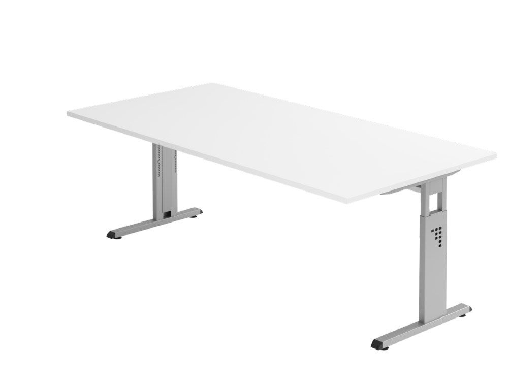 Hammerbacher Schreibtisch OS2E C-Fuß 200 x 100 cm Weiß Silber Produktbild Hammerbacher Schreibtisch OS2E C-Fuß 200 x 100 cm Weiß Silber