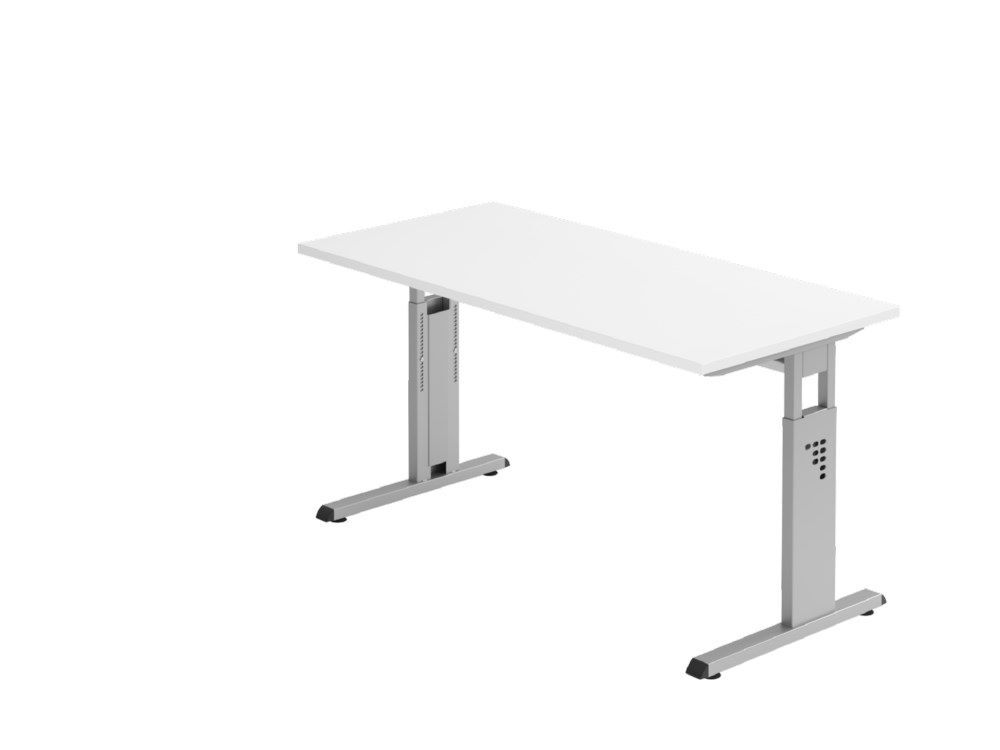 Hammerbacher Schreibtisch OS614 C-Fuß 140 x 67 cm Weiß Silber Produktbild Hammerbacher Schreibtisch OS614 C-Fuß 140 x 67 cm Weiß Silber