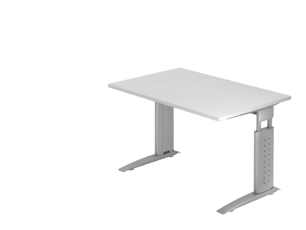 Hammerbacher Schreibtisch C-Fuß 120 x 80 cm Weiß / Silber Produktbild Hammerbacher Schreibtisch C-Fuß 120 x 80 cm Weiß / Silber