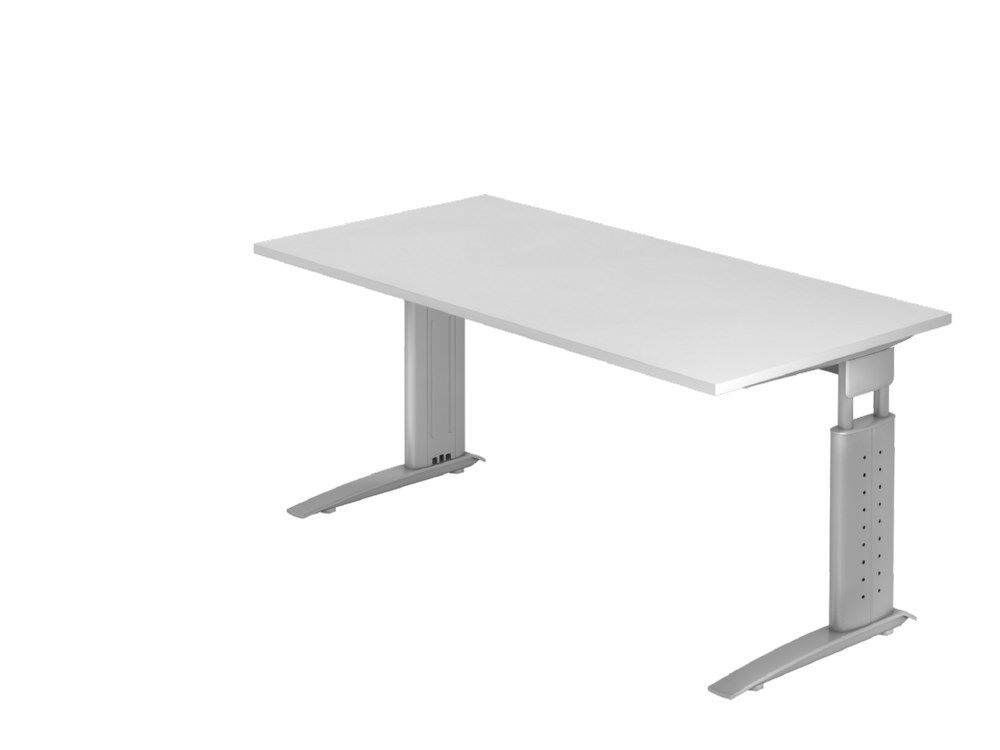 Hammerbacher Schreibtisch C-Fuß 160 x 80 cm Weiß / Silber Produktbild Hammerbacher Schreibtisch C-Fuß 160 x 80 cm Weiß / Silber