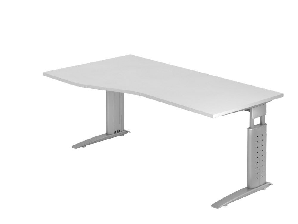 Hammerbacher Schreibtisch C-Fuß 180 x 100/80 cm Weiß / Silber Produktbild Hammerbacher Schreibtisch C-Fuß 180 x 100/80 cm Weiß / Silber