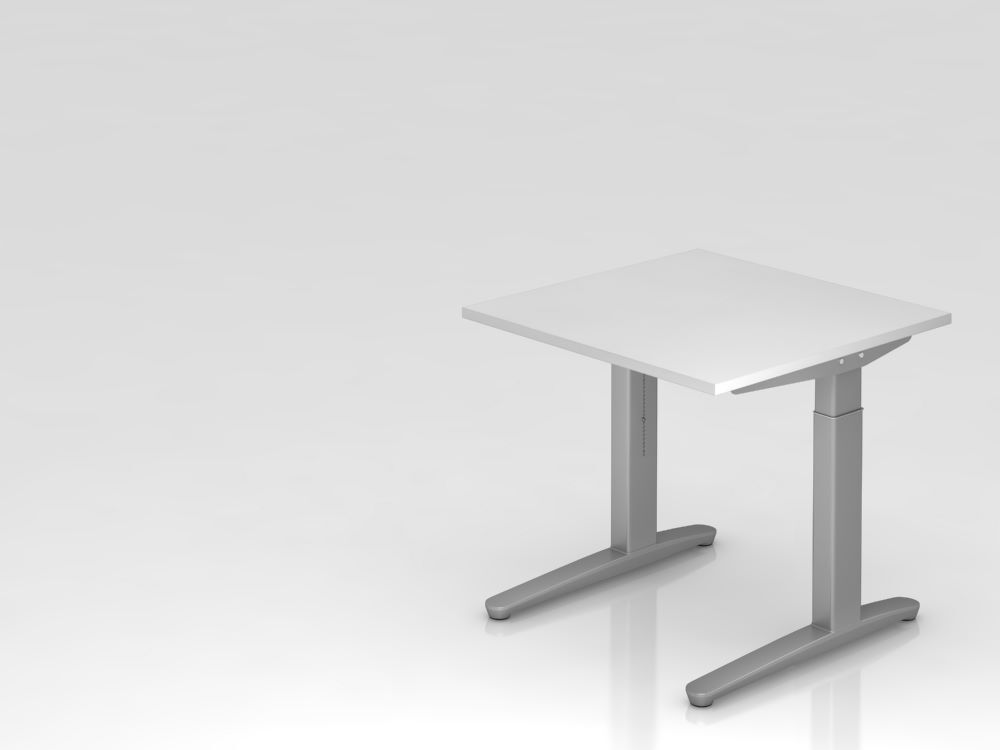 Hammerbacher Schreibtisch XB08 C-Fuß Gestell Silber 80 x 80 cm Weiß Produktbild Hammerbacher Schreibtisch XB08 C-Fuß Gestell Silber 80 x 80 cm Weiß